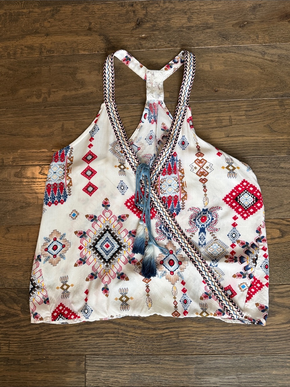 Sadie & Sage Women's Cream Boho Print Halter Tank Top